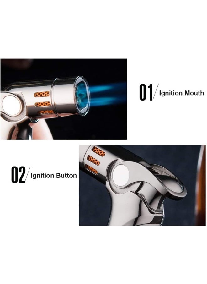 Lucky Jobon Windproof Torch Lighter 4-Jet Flame Adjustable (Butane Gas Not Included) for Bakhoor , Candle, Cooking, Camping, Baking, BBQ()  - Image 3