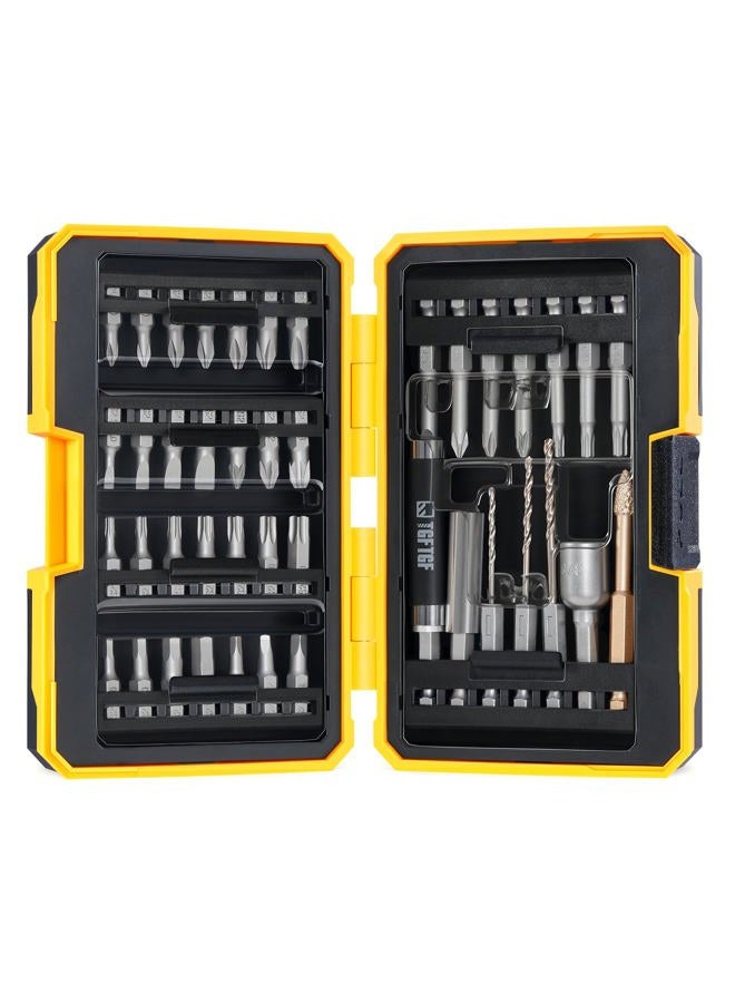 TGFTGF 42PCS S2 Steel Screwdriver Bit Set, Magnetic Drill Bit Set, includes PH, PZ, SQ, SL, Hex, Torx Security Bit Set, and Nut Bit, with Carbide Burr, 1/4” Hex Extension Bit Holder, Upgraded Version - Image 1