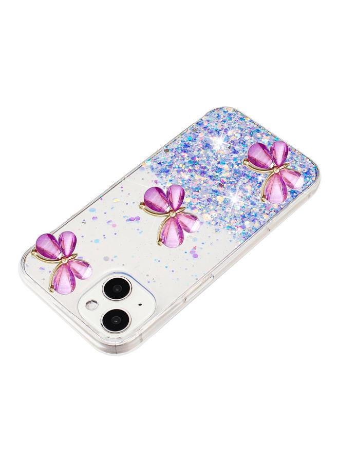 اس-توب جراب لهاتف iPhone 15 Plus، جراب هاتف TPU مزين بنجوم لامعة وفراشة مضيئة - Image 4