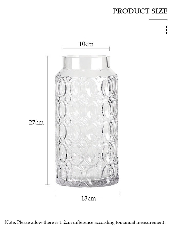 DUNISO مزهرية زجاجية شفافة، مزهرية زخرفية عصرية، مزهرية زهور كبيرة بشكل غير منتظم، مزهرية زجاجية منقوشة بأسلوب مينيماليست للزينة في حفلات الزفاف، مزهرية كريستالية لغرفة المعيشة، غرفة النوم، المطبخ، طاولة الطعام، المدفأة - Image 2