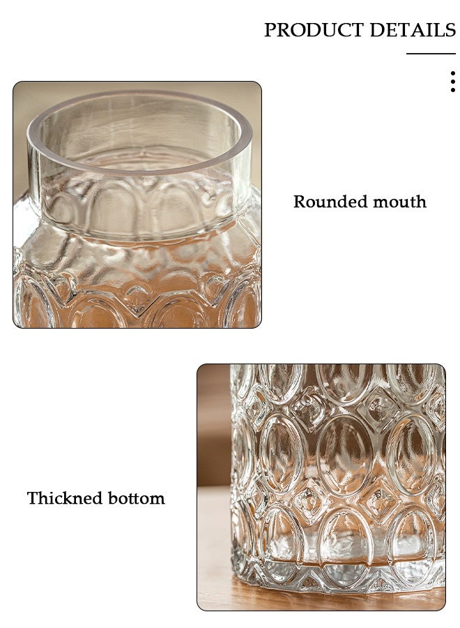 DUNISO مزهرية زجاجية شفافة، مزهرية زخرفية عصرية، مزهرية زهور كبيرة بشكل غير منتظم، مزهرية زجاجية منقوشة بأسلوب مينيماليست للزينة في حفلات الزفاف، مزهرية كريستالية لغرفة المعيشة، غرفة النوم، المطبخ، طاولة الطعام، المدفأة - Image 4