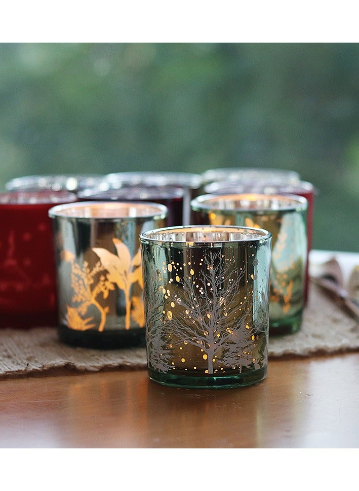 Christmas Candle Cup European Style Electroplated Glass Candle Holder Red Home Festival Desktop Decoration Candle Holder 