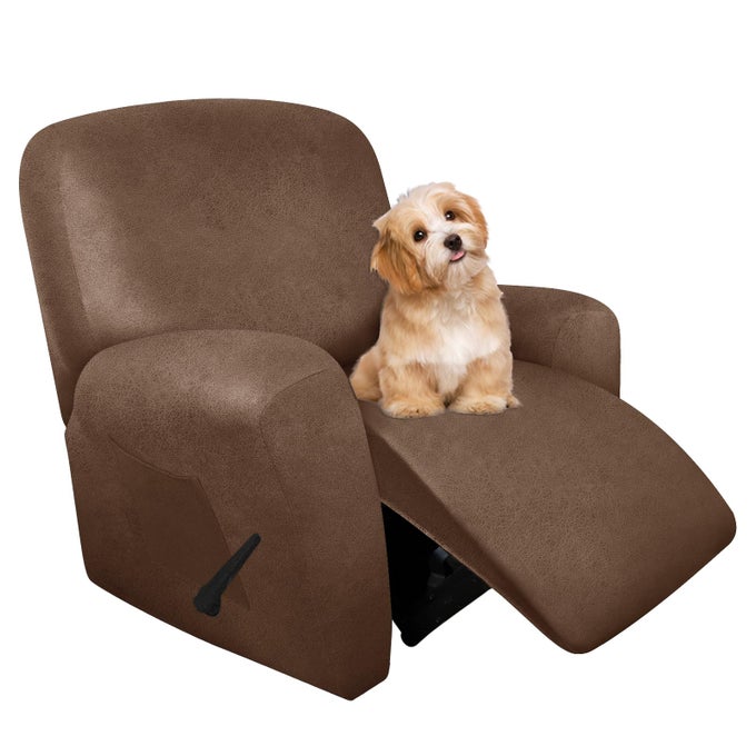 Leather Like Recliner Chair Covers Large Lazy Boy Recliner Chair Covers for Reclining Chair 4 Pieces Washable Recliner Slip Covers That Stay in Place Brown