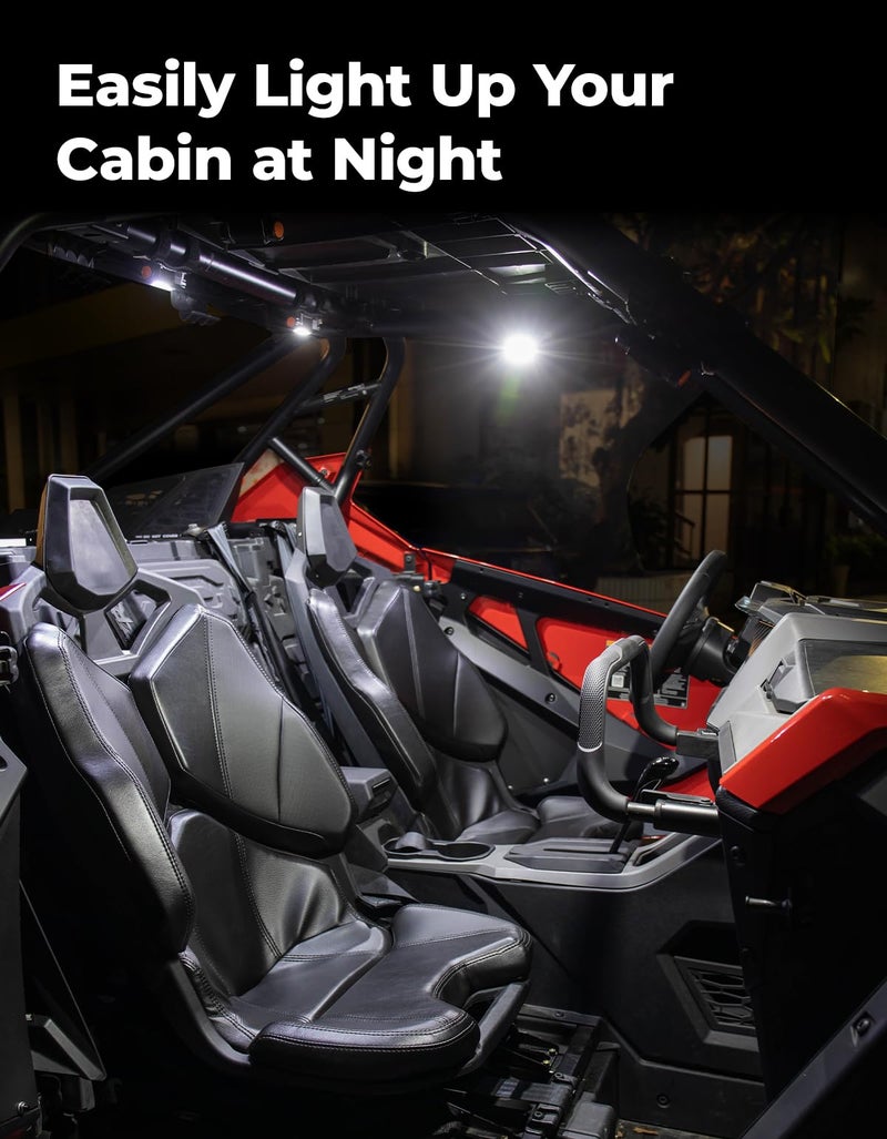 Generic kemimoto UTV Dome Light Roll Bar Cage Mount Interior Lights Compatible with Polaris RZR Can Am Talon Kawasaki Golf Cart Boat Off-Road-Work for 1.25"-2.0" Roll Bar or Ironwork (2 Pack)  - Image 2