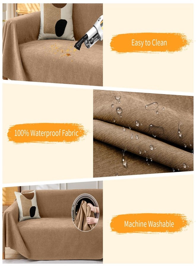DEEPDREAM Deep Dream Cat-Scratch Resistant Couch Cover, Waterproof Sofa Cover for 3 Cushion Couch Washable, Pet Friendly Couch Protectors Anti Slip Thickened Love Seat Slipcovers for Dogs Pets,71" x 118",Brown - Image 4