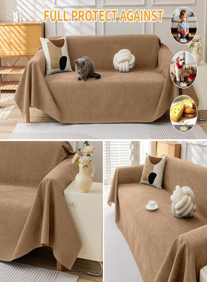DEEPDREAM Deep Dream Cat-Scratch Resistant Couch Cover, Waterproof Sofa Cover for 3 Cushion Couch Washable, Pet Friendly Couch Protectors Anti Slip Thickened Love Seat Slipcovers for Dogs Pets,71" x 118",Brown - Image 5