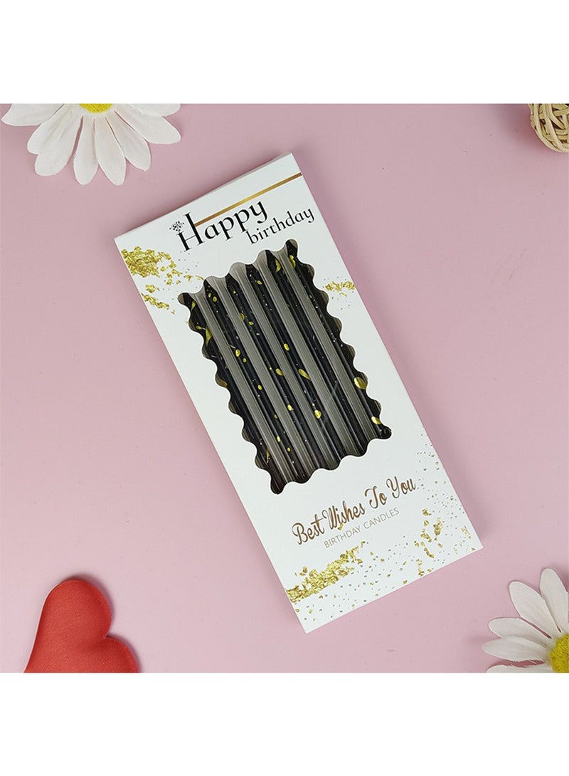 l&wen Birthday Candles, Metallic Long Thin Birthday Cake Candles with Holders, Glitter Party Candles for Birthday, Wedding, Party Decorations (Black/Gold) - Image 2