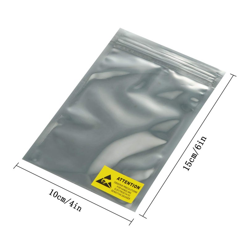 MWRF Source 100 PC Zip Lock Top Anti-Static Bag and Labels for Electronic Devices, 4x6 inch, 110x150 mm - Image 2