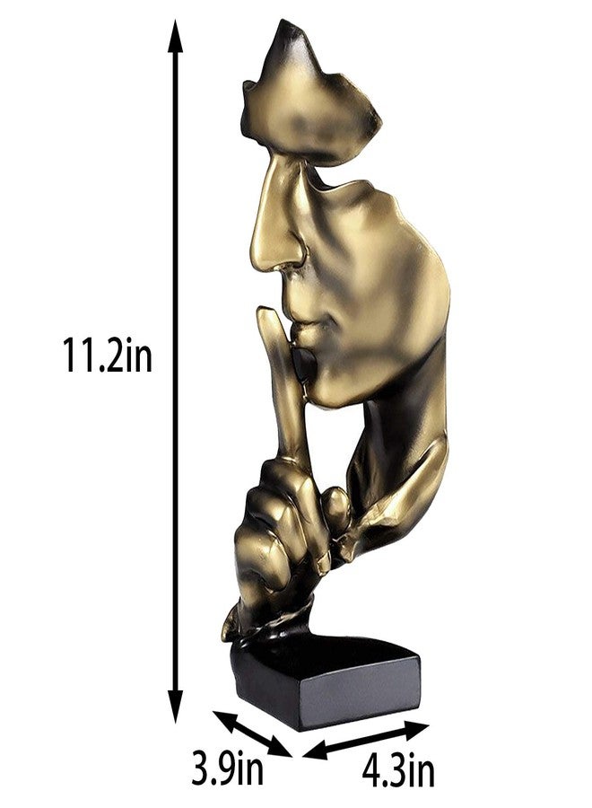 aboxoo Thinker Statue, Silence is Gold Abstract Art Figurine,Modern Home Resin Sculptures Decorative Objects,Table Top Decor for Livingroom Home Decor,Office Study Sculpture,Shh mask Statue(Gold) - Image 3