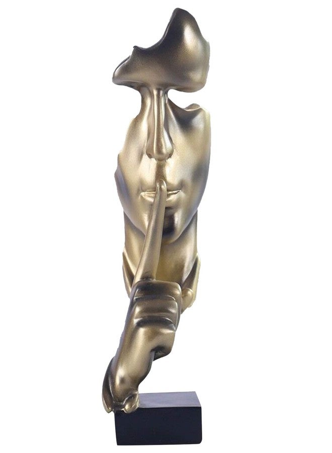 aboxoo Thinker Statue, Silence is Gold Abstract Art Figurine,Modern Home Resin Sculptures Decorative Objects,Table Top Decor for Livingroom Home Decor,Office Study Sculpture,Shh mask Statue(Gold) - Image 2