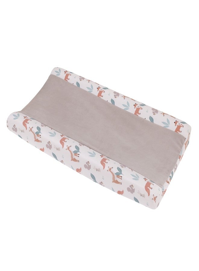 NoJo Little Love Woodland Meadow Taupe, Sage, Tan and White Forest Friends Super Soft Contoured Changing Pad Cover - Image 1