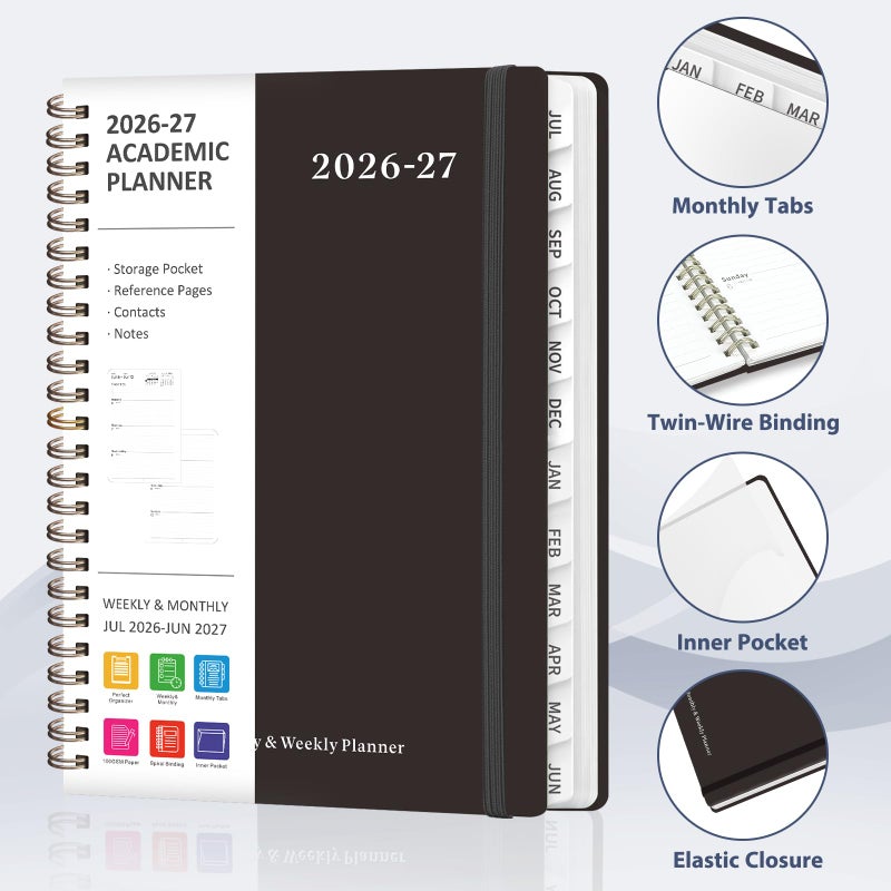 VALOME Planner 2026-2027, Weekly and Monthly Academic Year Calendar Planner, July 2026 - June 2027, Daily Agenda Book for Office School Supplies, A5(6.3'' x 8.5'') - Image 5
