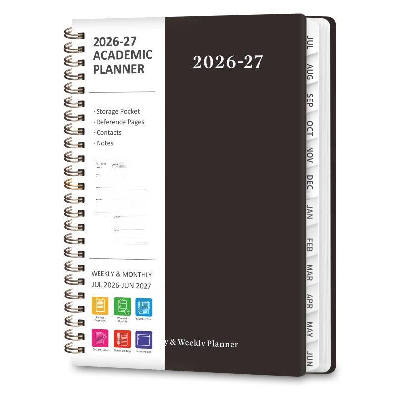 VALOME Planner 2026-2027, Weekly and Monthly Academic Year Calendar Planner, July 2026 - June 2027, Daily Agenda Book for Office School Supplies, A5(6.3'' x 8.5'') - Image 1