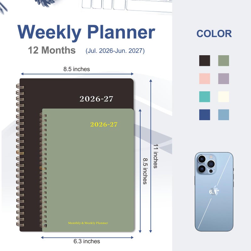VALOME Planner 2026-2027, Weekly and Monthly Academic Year Calendar Planner, July 2026 - June 2027, Daily Agenda Book for Office School Supplies, A5(6.3'' x 8.5'') - Image 2
