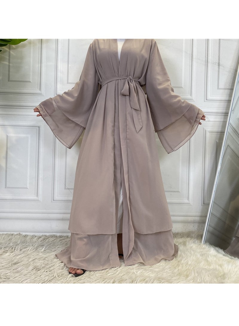 إسكدنيا Women Abaya Comfortable Muslim Dress Solid Loose Fit Long Cardigan Hijab Durable And Breathable Robe Open Front Kaftan Maxi Dress For Women Teens  - Image 1