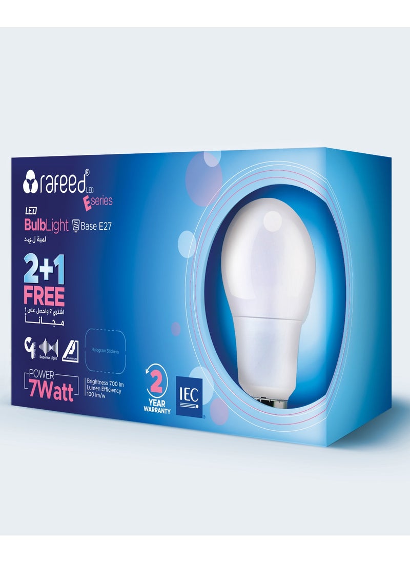 Rafeed - RAFEED 7W 3 Pc Pack LED Bulb E27 White Light Energy Efficient (AN60016) - Image 1