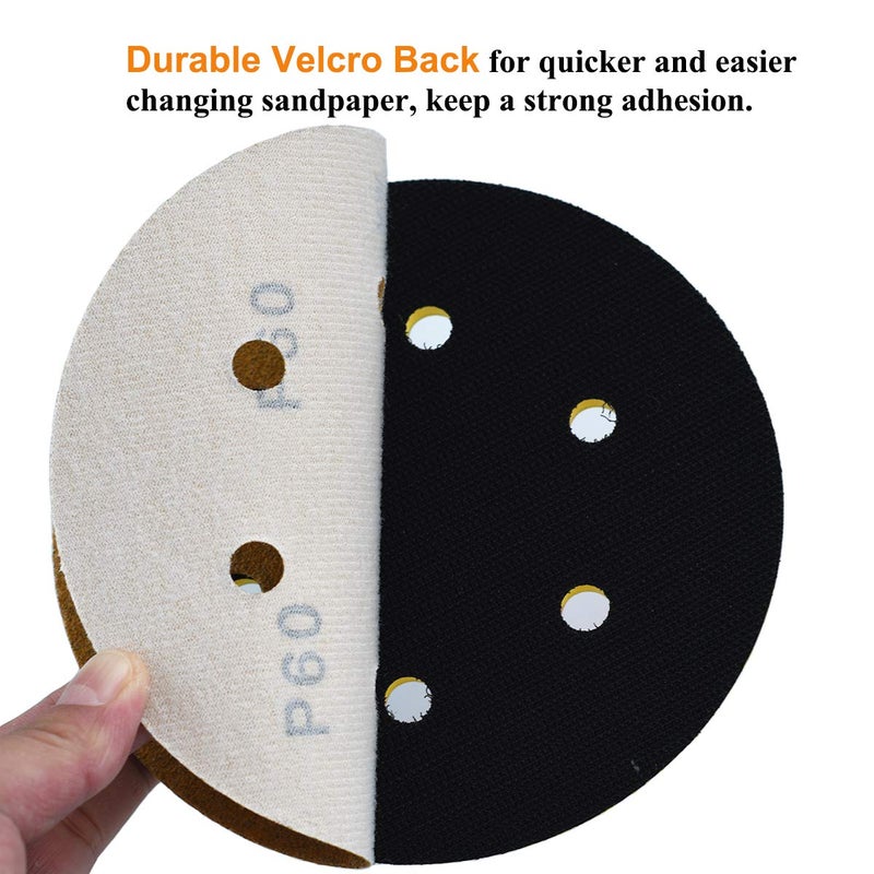 Aiyard 6-Inch 6-Hole Hook and Loop Sanding Discs 60-Grit, Random Orbital Sandpaper for Automotive and Woodworking, 100-Pack - Image 4