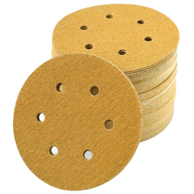 Aiyard 6-Inch 6-Hole Hook and Loop Sanding Discs 60-Grit, Random Orbital Sandpaper for Automotive and Woodworking, 100-Pack - Image 1