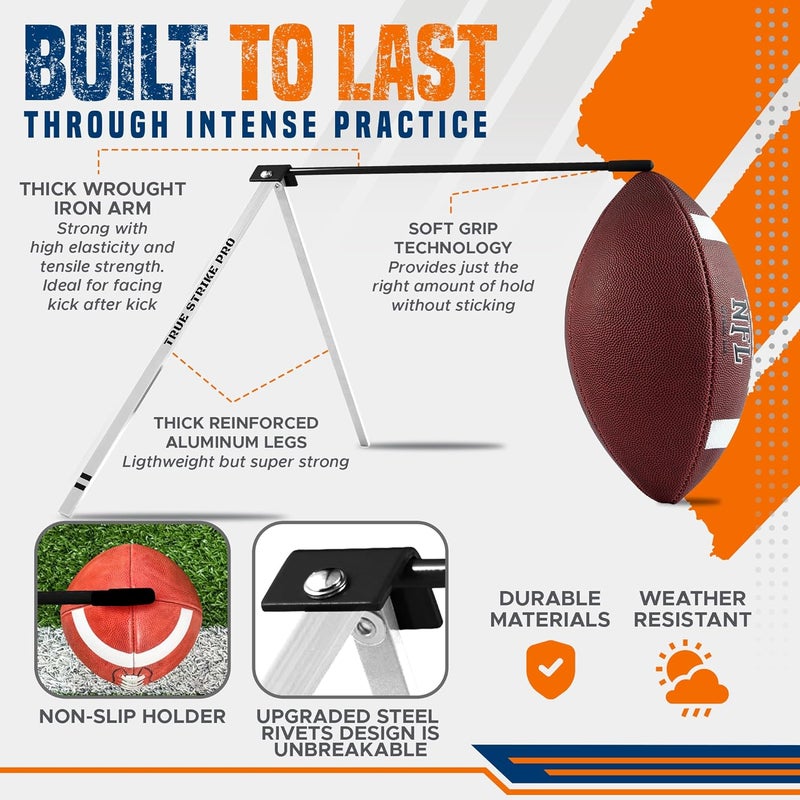 Trailblaze True Strike Pro Football Kicking Tee - Ultimate Football Tee Compatible with All Ball Sizes, Bonus Goal Kicking Tracker, Field Goal Football Holder - Image 3
