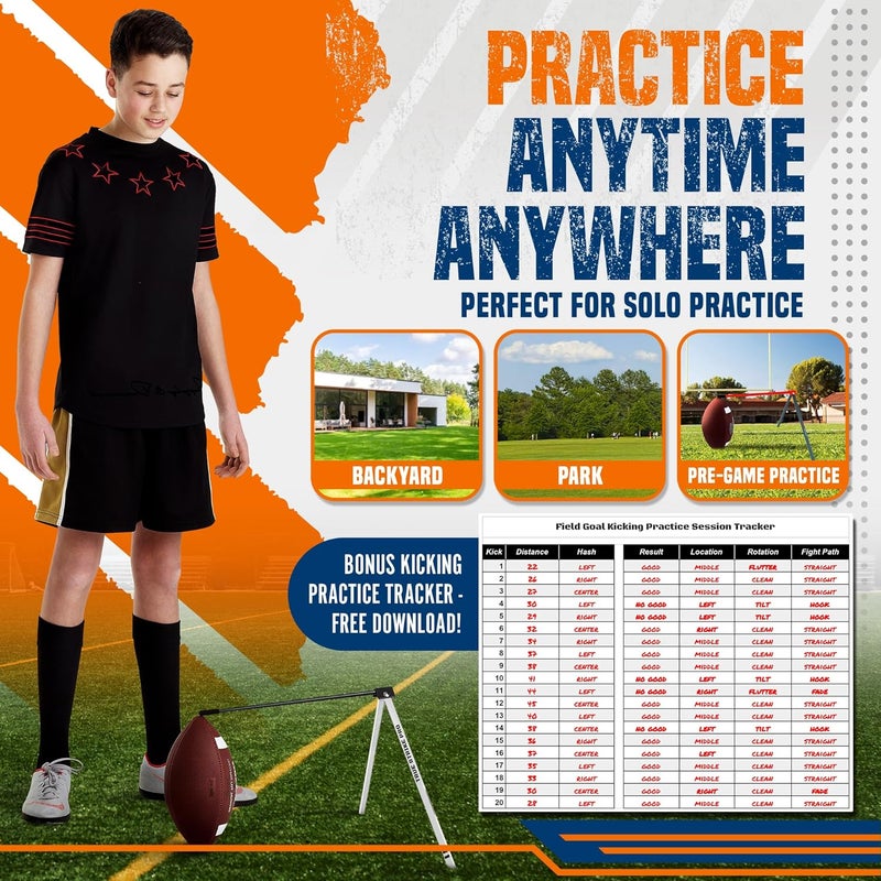 Trailblaze True Strike Pro Football Kicking Tee - Ultimate Football Tee Compatible with All Ball Sizes, Bonus Goal Kicking Tracker, Field Goal Football Holder - Image 5