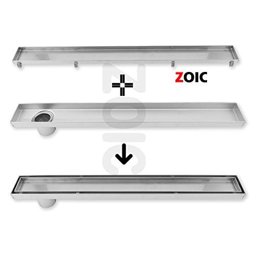 ZOIC Linear Stealth Tile Insert Floor Grate Bathroom Shower Waste Drain 304 Stainless Steel Side Outlet 23.62 Inches (600MM) - Image 4