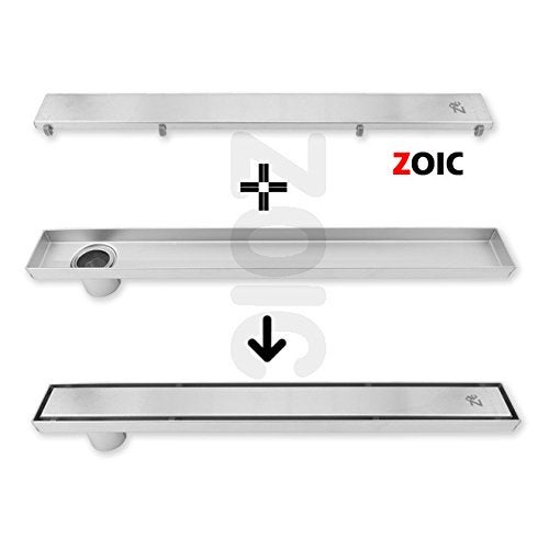 ZOIC Linear Stealth Tile Insert Floor Grate Bathroom Shower Waste Drain 304 Stainless Steel Side Outlet 23.62 Inches (600MM) - Image 3