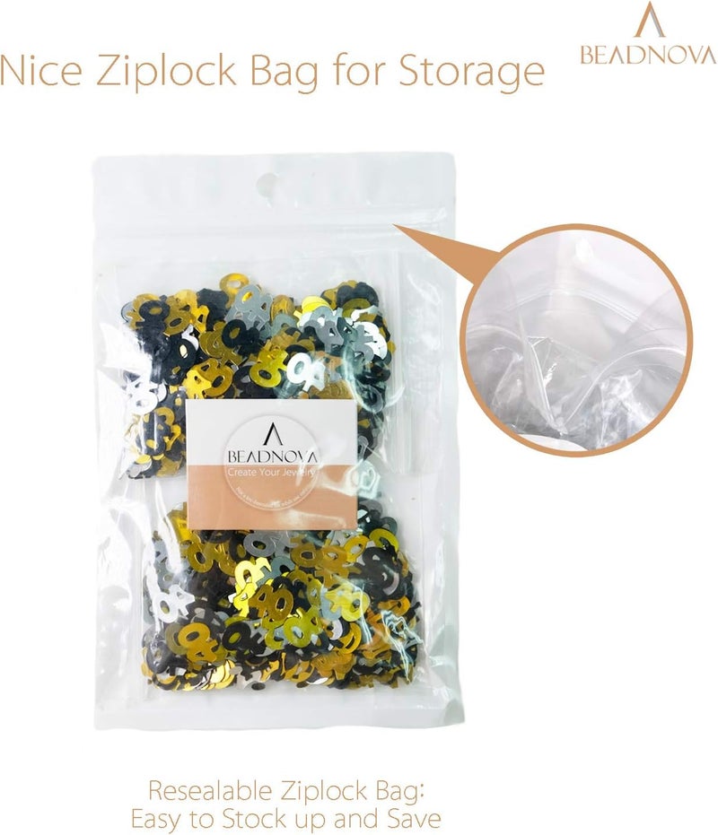 BEADNOVA 40th Birthday Confetti Forty Years Old 40 Anniversary Number Confetti for Birthday Party Decor Wedding Table Decoration 1oz Gold Silver Black Mix - Image 5