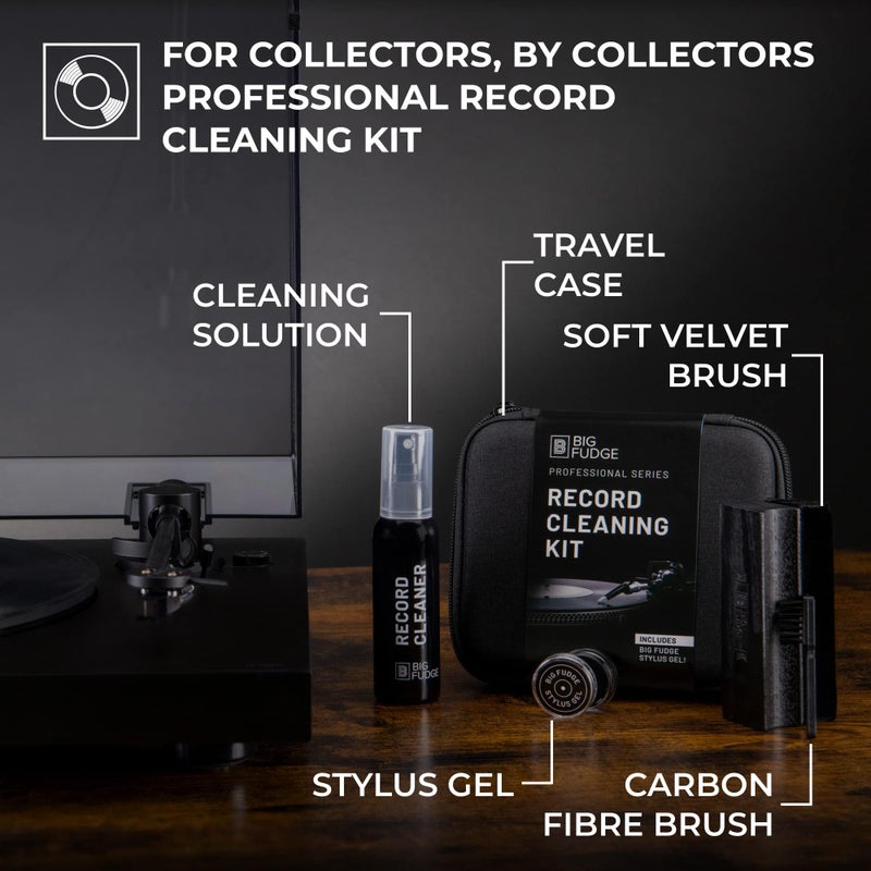 BIG FUDGE Professional Series Vinyl Record Cleaner Kit - Vinyl Record Cleaning Kit Includes Vinyl Record Brush Cleaning Fluid, Stylus Gel, Brush for Velvet, Padded Storage Case - Image 2