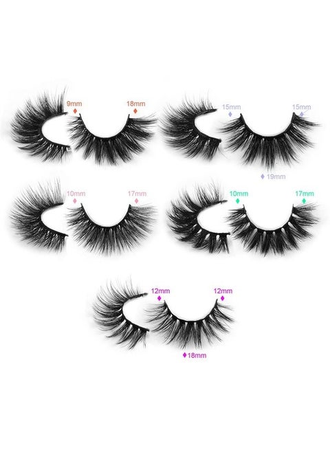 False Eyelashes Wispy 18mm Natural 3D Faux Mink Lashes Pack 10 Pairs 10 Styles Mixed Soft Reusable Fake Eyelashes Bulk with Glitter Portable Boxes