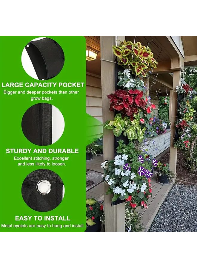 Black 4 Port Vertical Wall Planter Space Saving Hanging Flower Pot Indoor Outdoor Garden - Image 5
