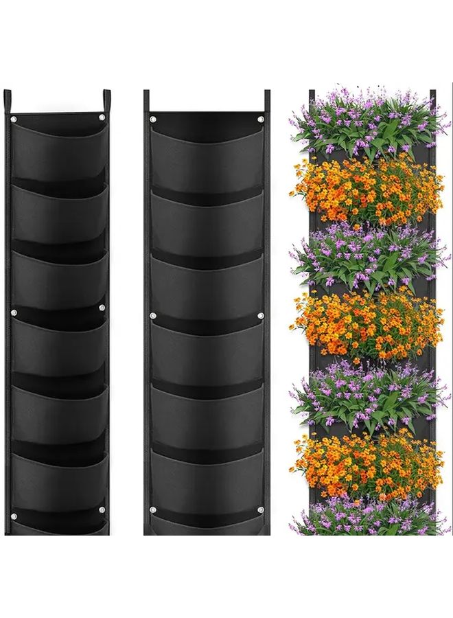 Black 4 Port Vertical Wall Planter Space Saving Hanging Flower Pot Indoor Outdoor Garden - Image 1
