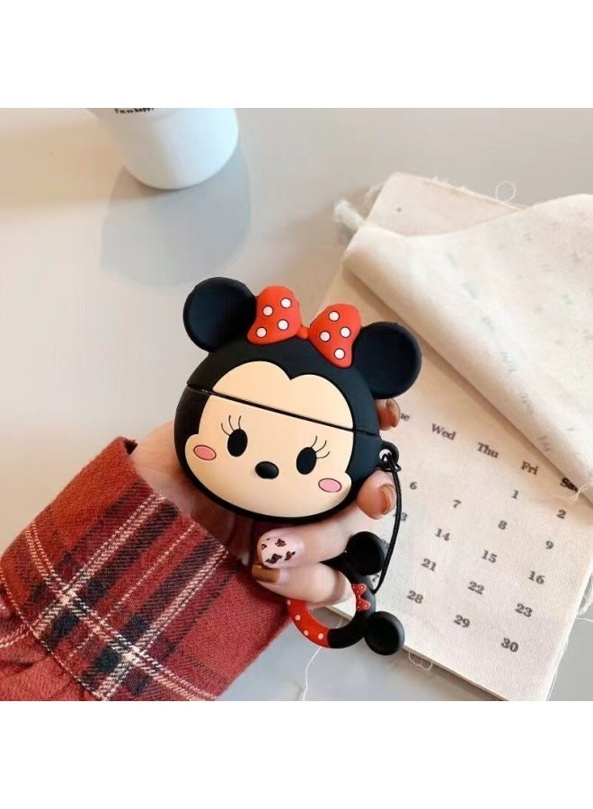 Koi Fish Headset Protective Cover For AirPodsPro2 4 Generation Apple 3 Generation Cartoon Cute Soft Shell Trendy-Color:Minnie With Ring-Applicable Models:Airpods 1/2 Generation  - Image 1
