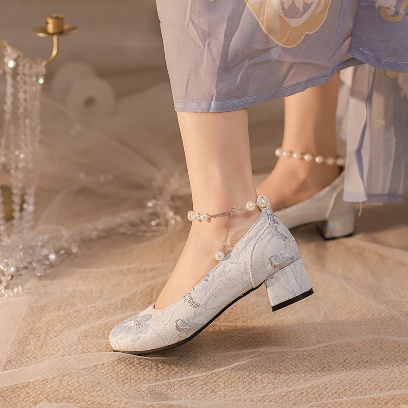 In Spring 2024 National Tide Antique Cheongsam 33-43 Satin New National Style Hanfu Shallow Mouth Single Shoes - Image 5