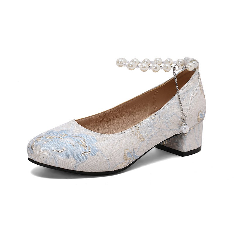 In Spring 2024 National Tide Antique Cheongsam 33-43 Satin New National Style Hanfu Shallow Mouth Single Shoes - Image 1