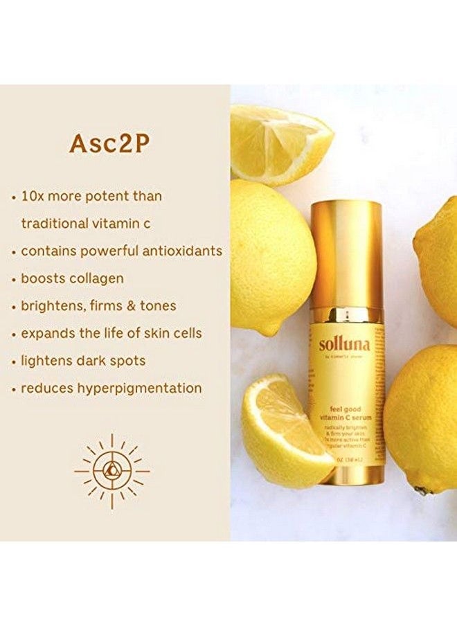 Solluna by Kimberly Snyder - Feel Good Vitamin C Serum Brightening & Firming Facial Serum Hyaluronic Acid Asc2P & Botanical Extracts L Crueltyfree & Nongmo - Image 1