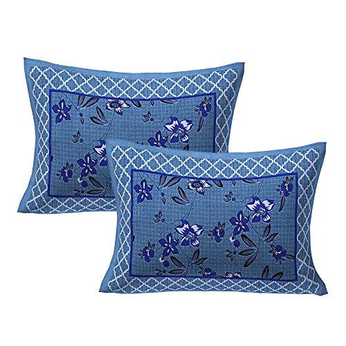 Ealth Kart Premium 100% Cotton Rajasthani Jaipuri Traditional King Size Double Bedsheet with 2 Pillow Covers (Blue) - Image 2