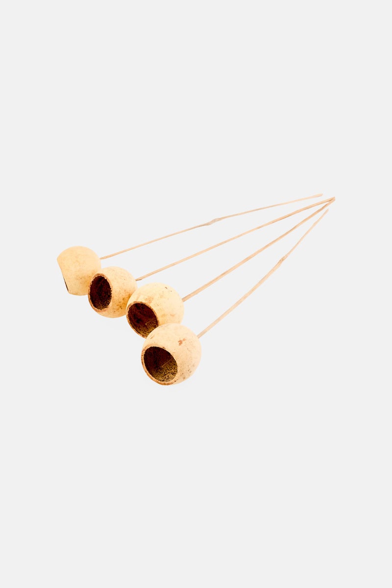 Muy Mucho 4 Pieces Natural Dried Bell Cup On Stem, Beige  - Image 2
