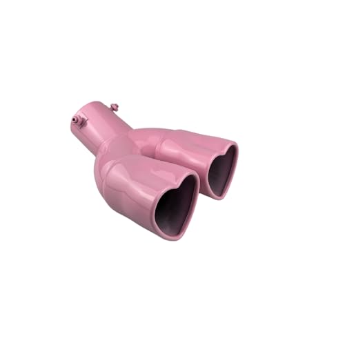 idain 25 inch Inlet Dual Exhaust Tips Muffler TipChrome HeartShaped Exhaust TipUniversal BoltOn Double Tube Exhaust Muffler PinkCurved