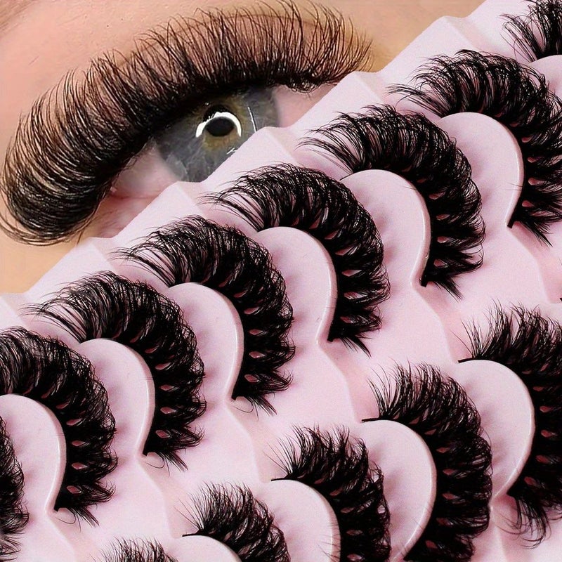 14 Pairs Natural Look Wispy False Eyelashes Faux Mink Fluffy Strip Cat Eye Lashes Pack - Image 1