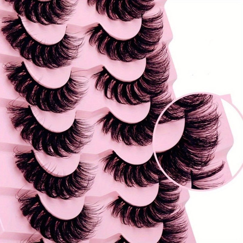 14 Pairs Natural Look Wispy False Eyelashes Faux Mink Fluffy Strip Cat Eye Lashes Pack - Image 5