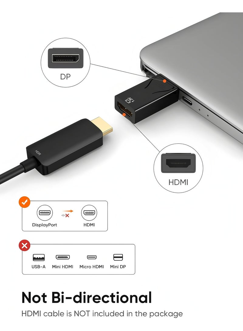 Apluynm DP to HDMI Connector, 4K 30Hz DisplayPort to HDMI Adapter Gold Plated DisplayPort Male to Female Converter Black - Image 5