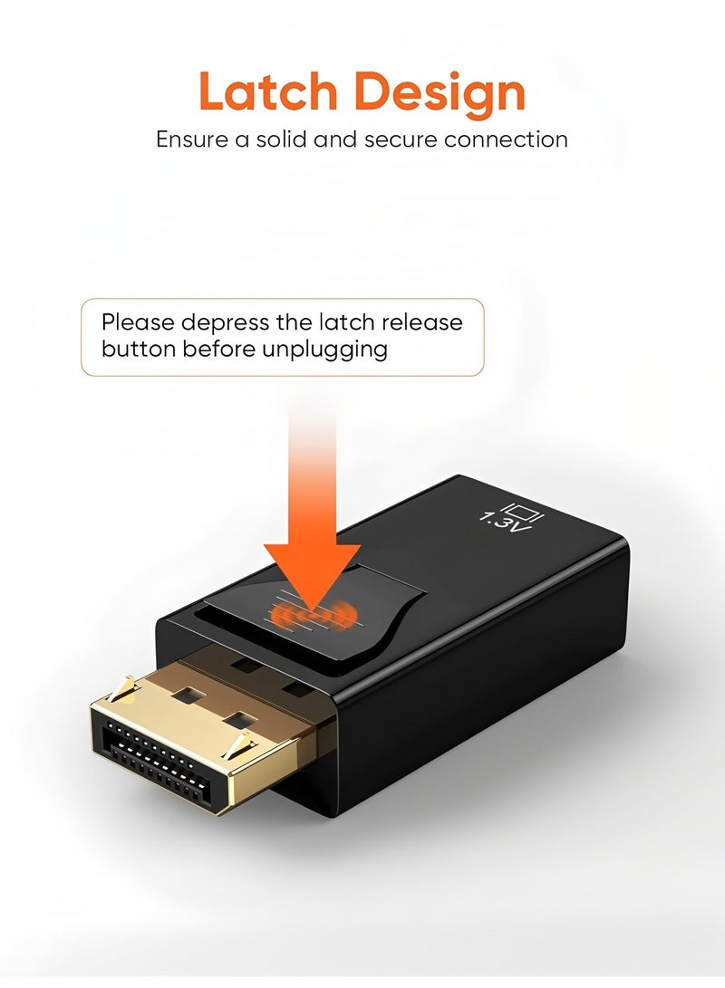 Apluynm DP to HDMI Connector, 4K 30Hz DisplayPort to HDMI Adapter Gold Plated DisplayPort Male to Female Converter Black - Image 2