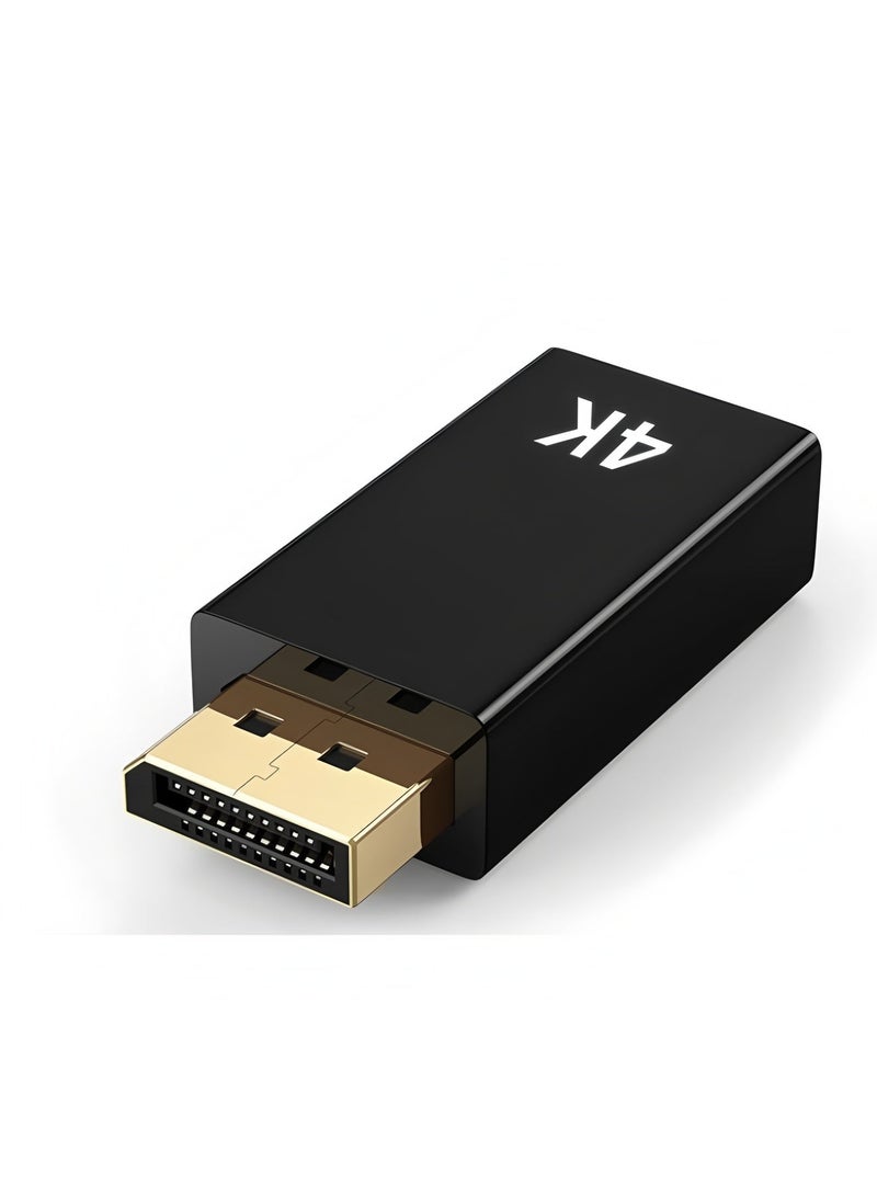 Apluynm DP to HDMI Connector, 4K 30Hz DisplayPort to HDMI Adapter Gold Plated DisplayPort Male to Female Converter Black - Image 1