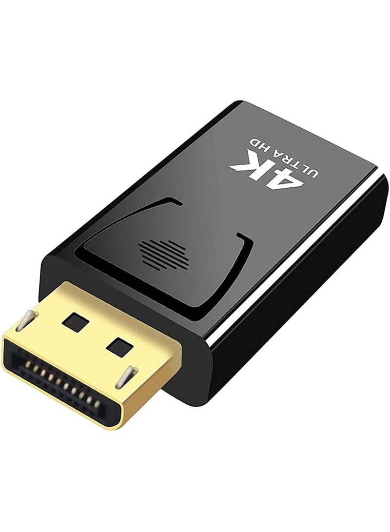 أبلينم محول DP إلى HDMI، محول DisplayPort إلى HDMI بدقة 4K و30 هرتز، مطلي بالذهب، محول DisplayPort ذكر إلى أنثى، أسود - Image 1