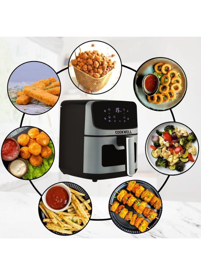 Cookwell Air Fryer - 5L With See Through Window - 1400W (Grey & Black) - Image 4