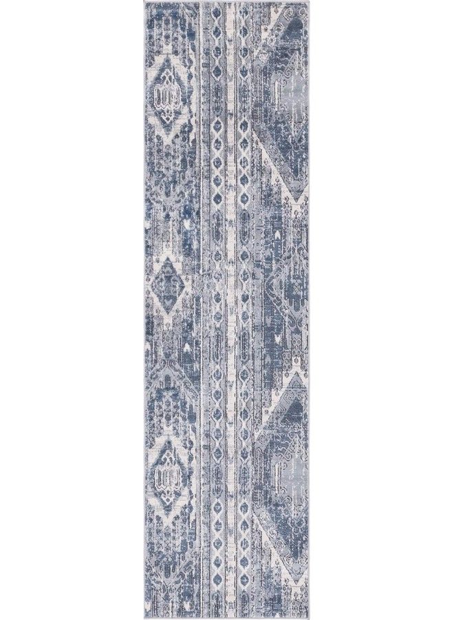 Unique Loom سجادة منطقة مخططة بتصميم مستوحى من الجنوب الغربي من مجموعة بورتلاند (2' 2 X 8' 0 عداء أزرق رمادي) - Image 4