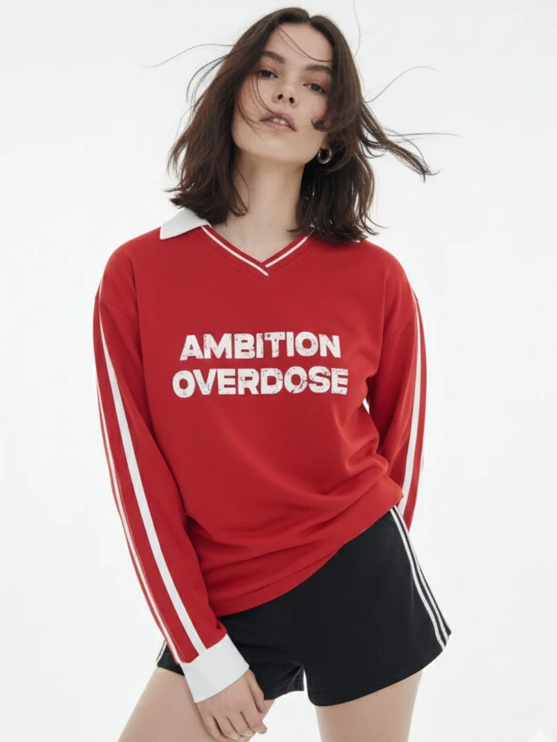 Outzidr  Red Casual  Crew-Neck T-Shirt Featuring Bold Front Graphics for Women | Best Price UAE