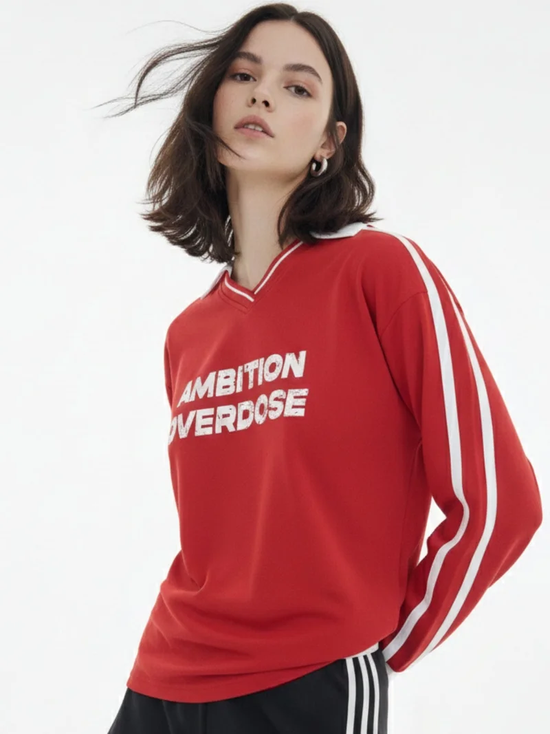 Outzidr  Red Casual  Crew-Neck T-Shirt Featuring Bold Front Graphics for Women | Best Price UAE