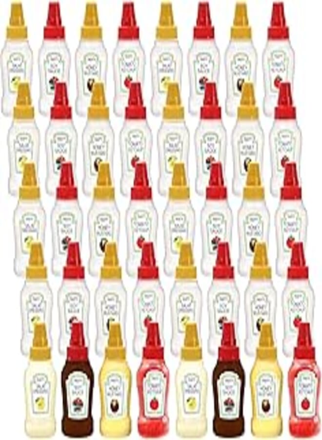 Bekith 40 Pcs Mini Ketchup Bottles with Screw Cap, 25ml Empty Condiment Squeeze Bottle Plastic Portable Bottle, Ketchup, Soy Sauce, Honey, Salad Dressing Dispensers Containers for Lunchbox, Picnic