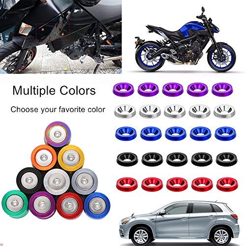 OUHL 20PCS Aluminum Bumper Fender Washer M6 T6 Grade CNC Billet Engine Bay Dress Up Kit (Gold) - Image 5
